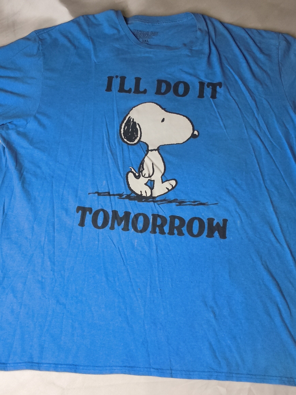 Peanuts Bright Blue Snoopy 'I'll Do It Tomorrow' Graphic Tee